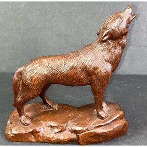 Rare Coyote Figurine Howling Western Standing On Rocks Vtg 1995 7.5" Red Mill